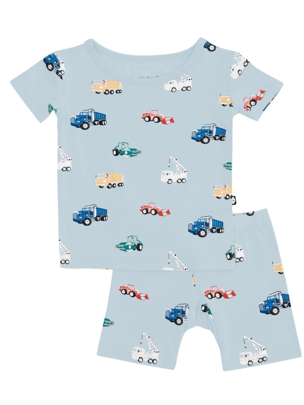 Kyte BABY Shorts tee construction vehicles set toddler boys sleeve dusty blue